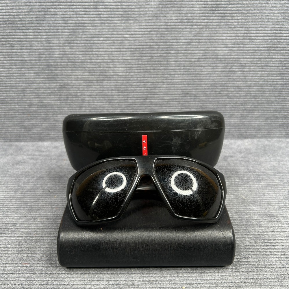 Prada Linea Rossa SPS 08U Tortoise Rectangular Sport Sunglasses Grey Lens Italy